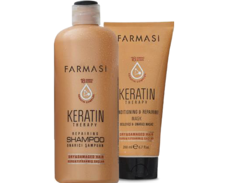 Stipriai regeneruojantis Keratin Therapy Repairing rinkinys, šampūnas 360 ml. + kaukė plaukams 200 ml.